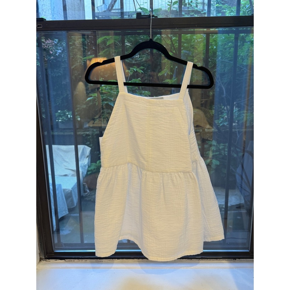 Rachel Comey White Cotton Gauze Babydoll Camisole Top Square Neck Sleeveless